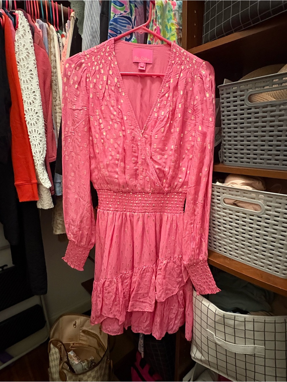 Lilly Pulitzer Pink Tiered Long-Sleeve Dress